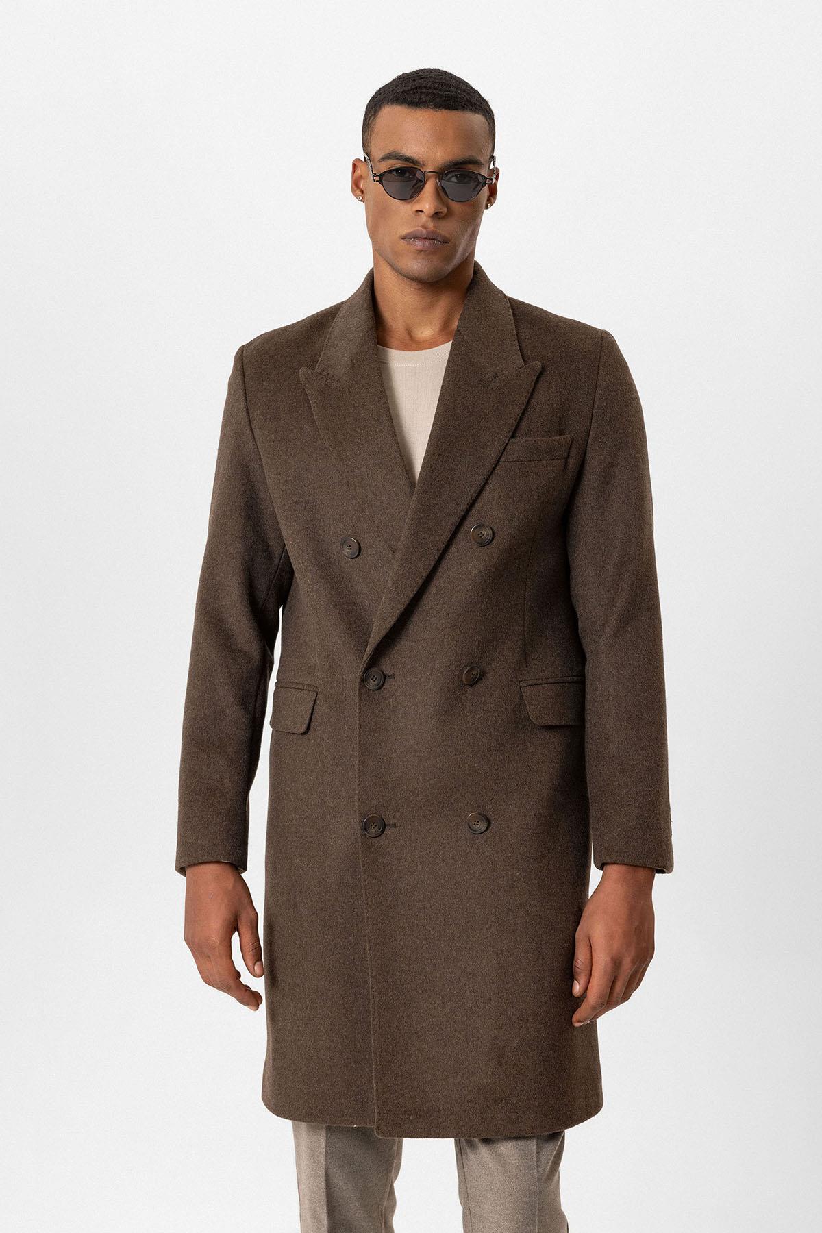 Brown Wool-Blend Double-Breasted Men's Coat - Wessi – Wessi Brown Wool-Blend Double-Breasted Men's Coat - Wessi – Wessi