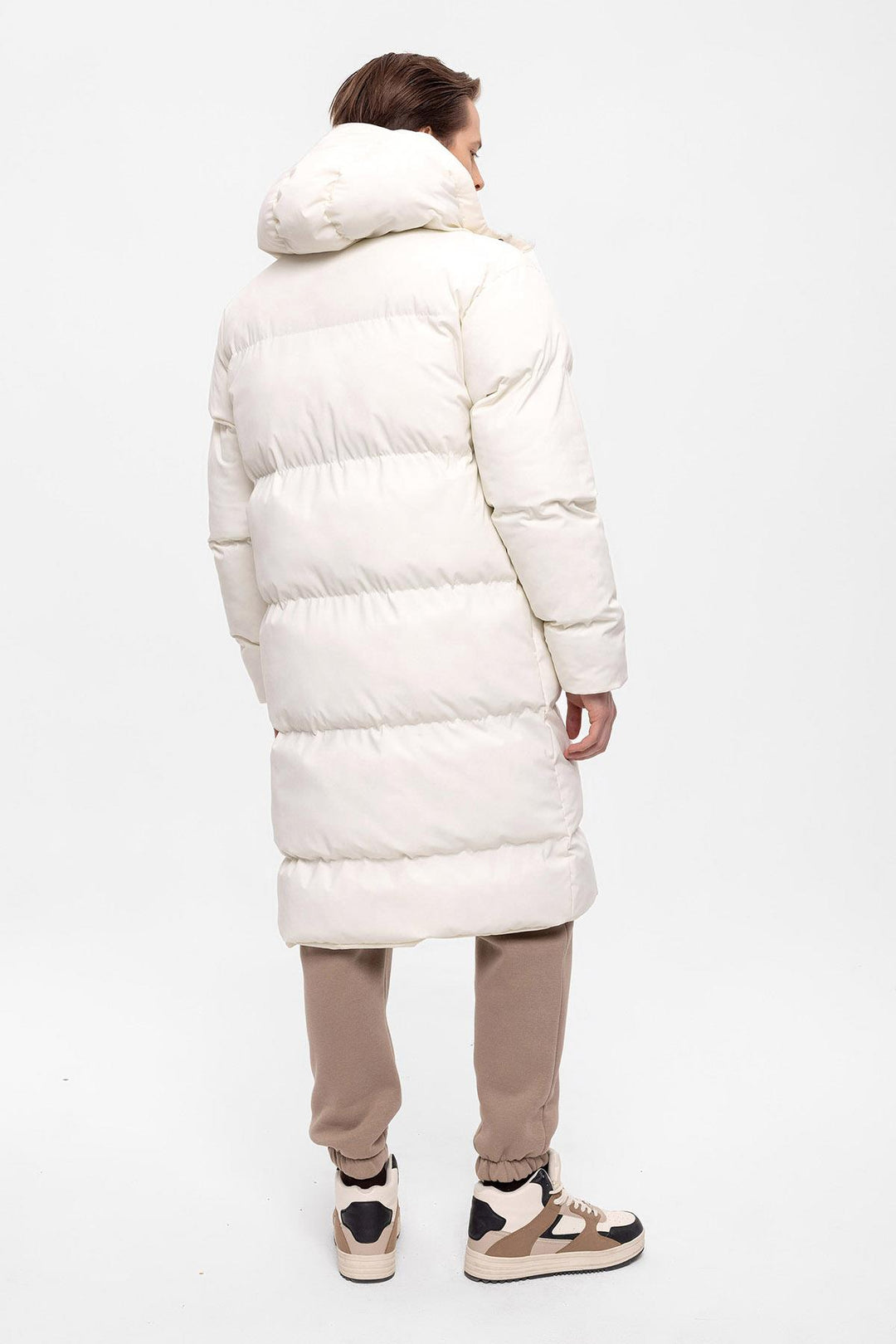 Doudoune longue à capuche écru pour homme - Wessi