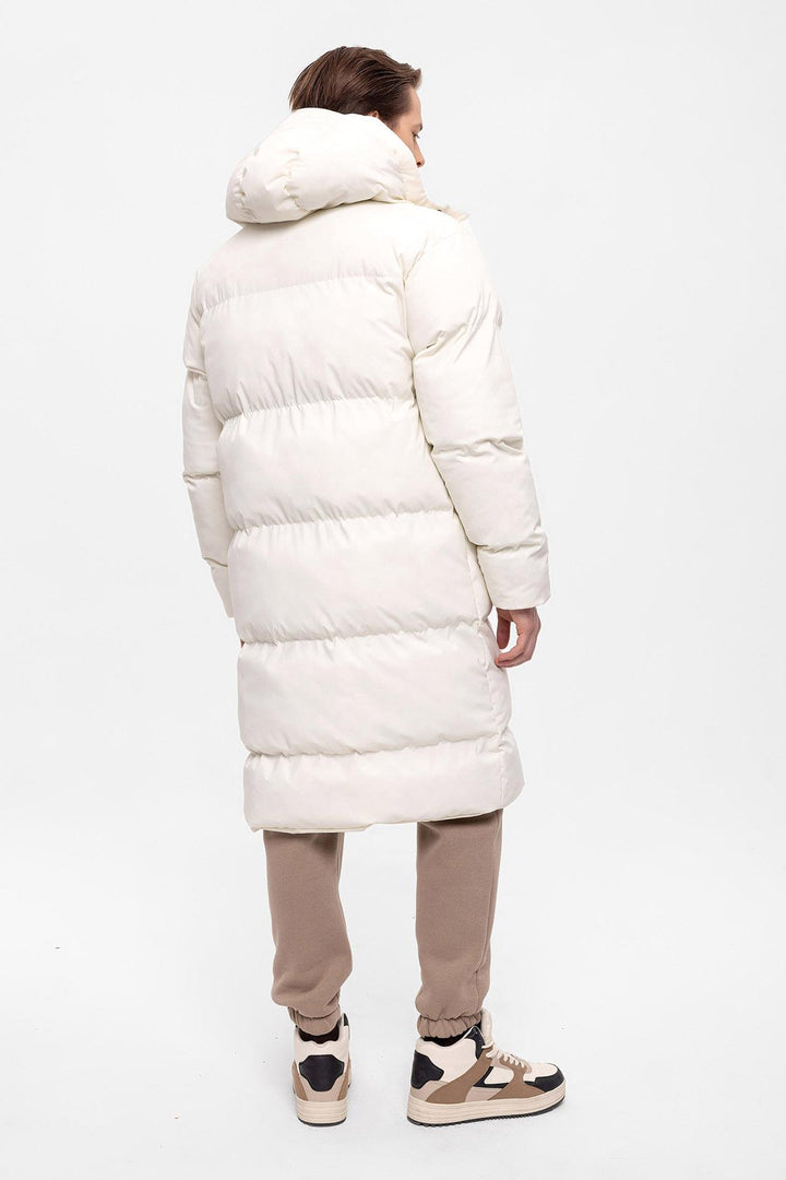 Doudoune longue à capuche écru pour homme - Wessi