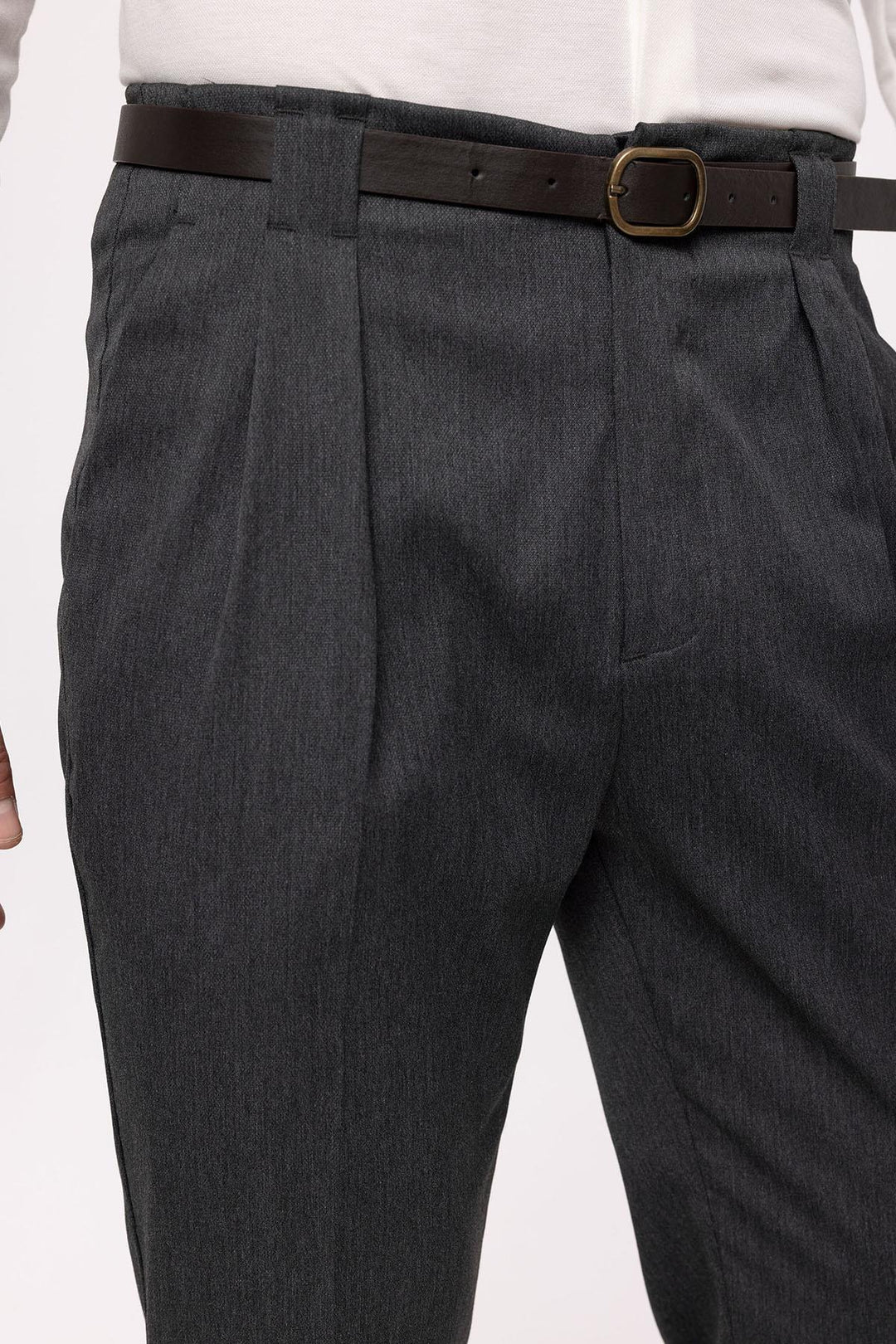 Men's Smoked Belted Double Cuff Pants - Wessi