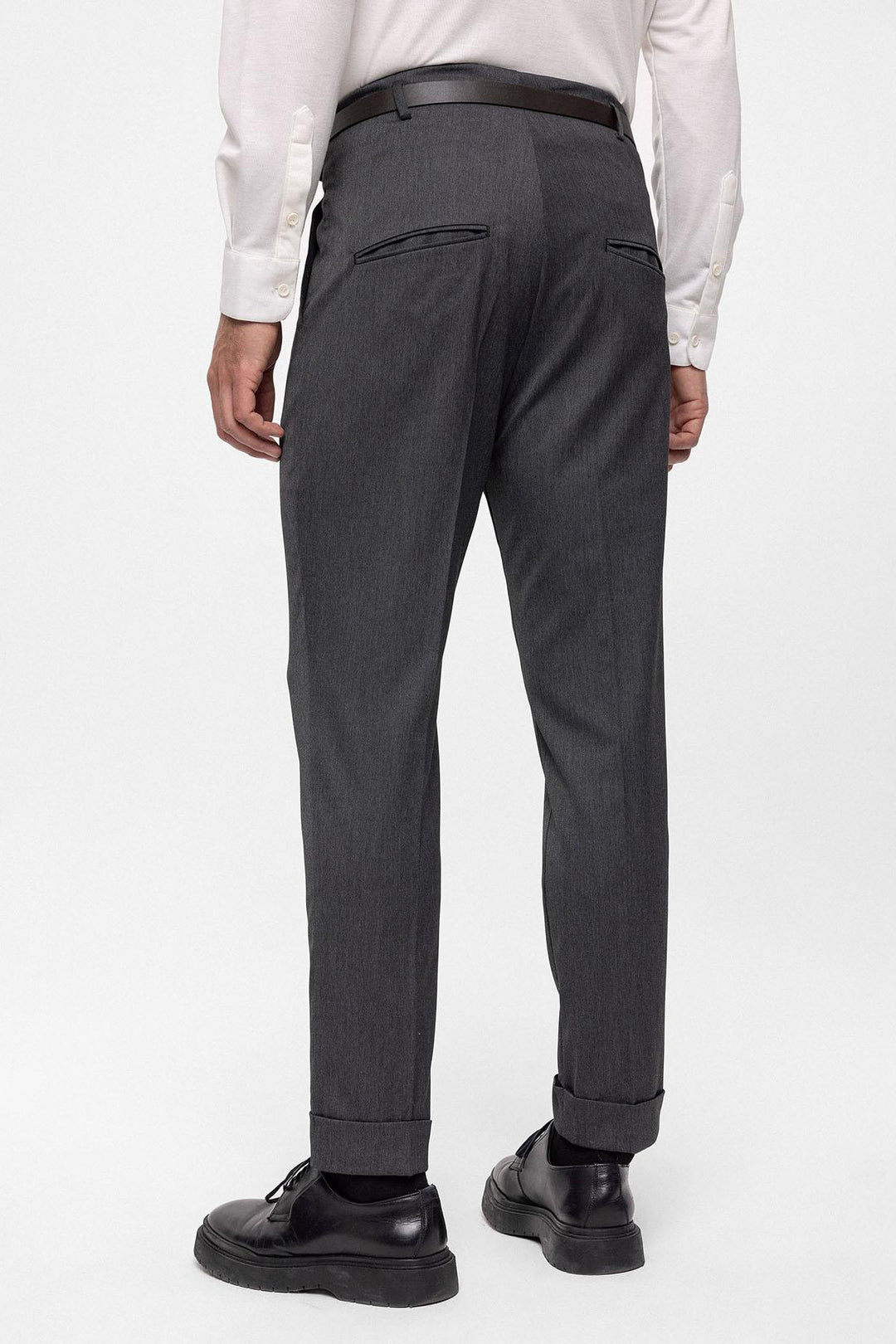 Men's Smoked Belted Double Cuff Pants - Wessi