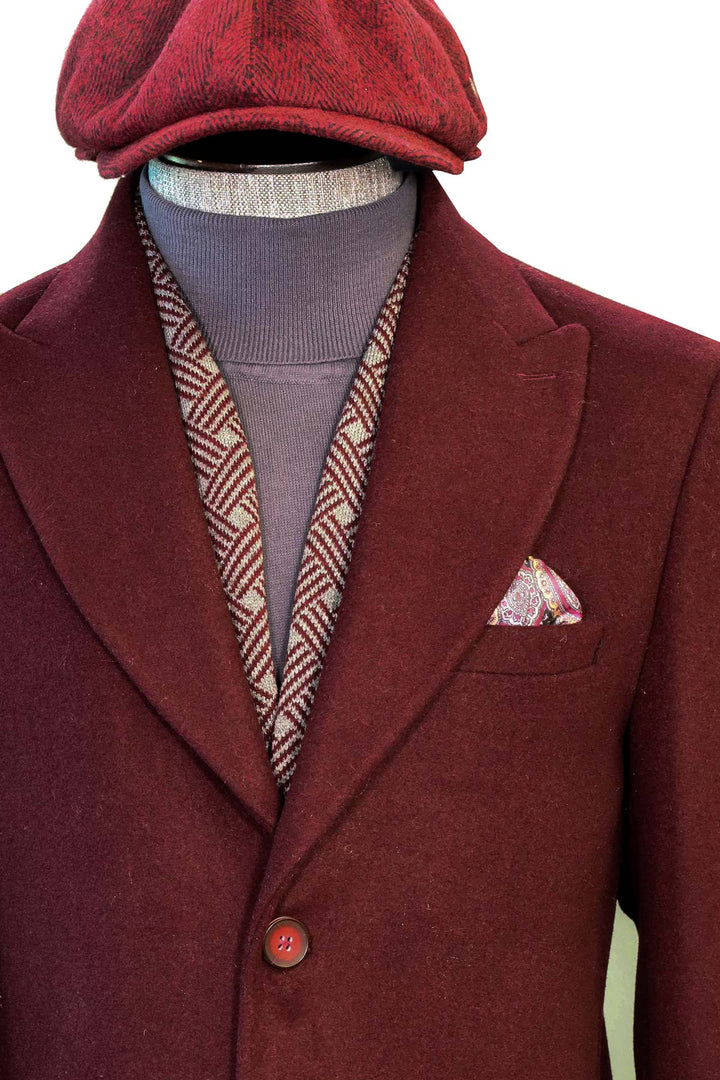 Burgundy من الصوف، سترة محبوكة، وشاح، قبعة، وبنطلون مزخرف - أسلوب شتوي نبيل - ويسي