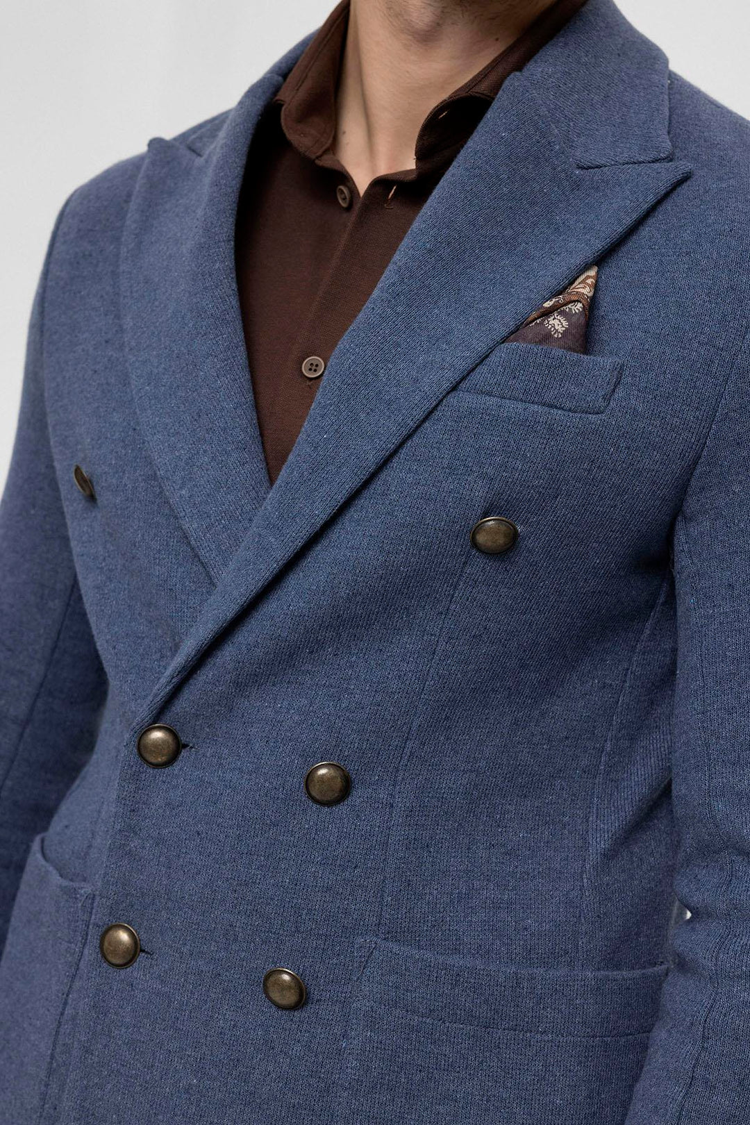 جاكيت بليزر رجالي نيلي مزدوج الصدر - ويسي
