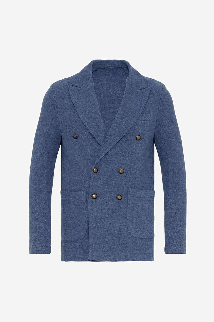 جاكيت بليزر رجالي نيلي مزدوج الصدر - ويسي
