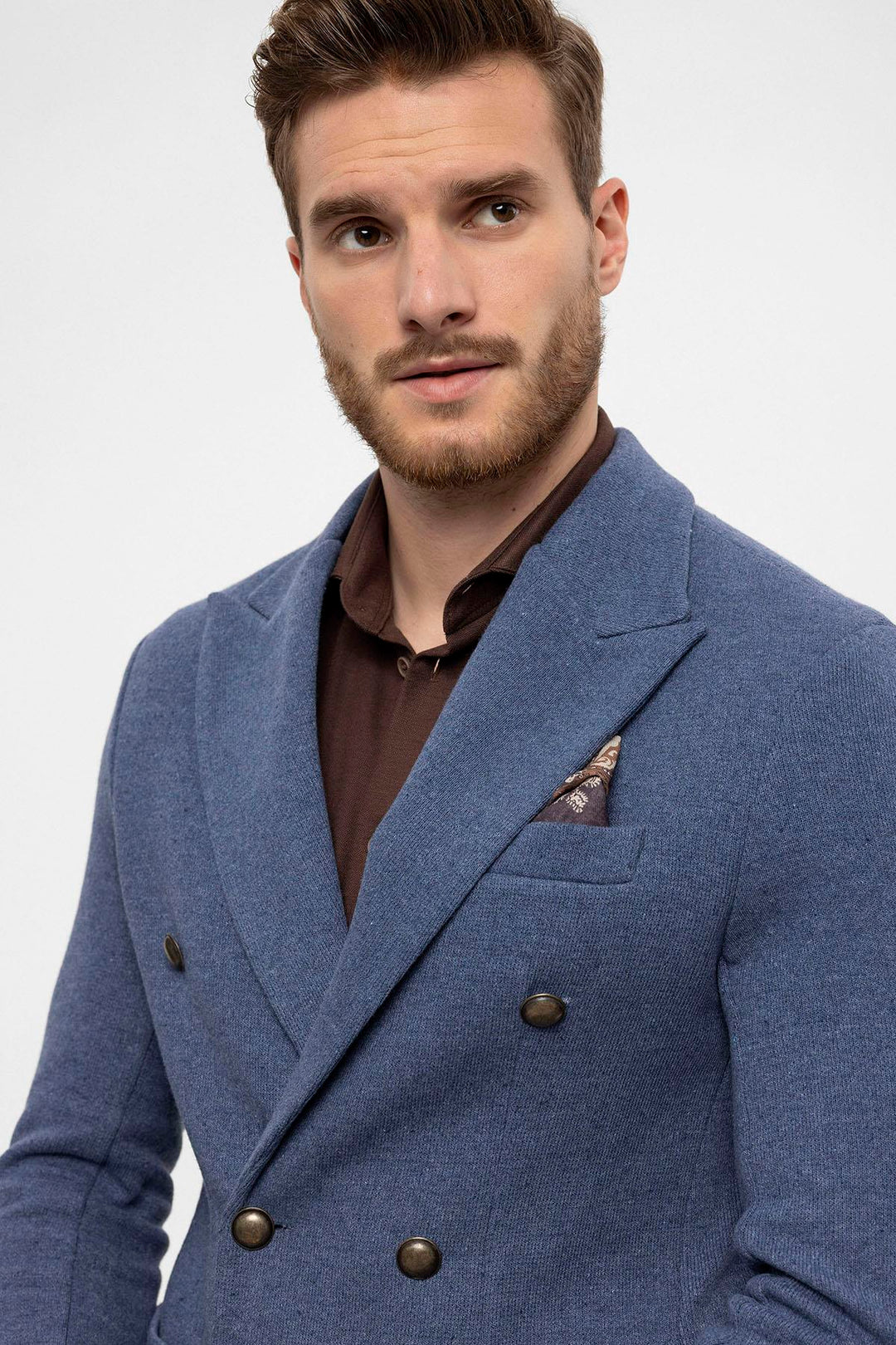 جاكيت بليزر رجالي نيلي مزدوج الصدر - ويسي
