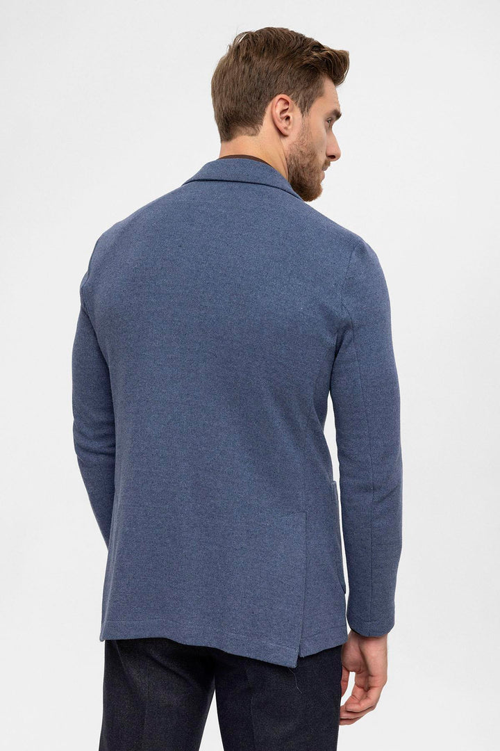 جاكيت بليزر رجالي نيلي مزدوج الصدر - ويسي