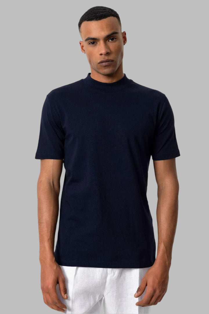 Camiseta básica azul marino slim fit hombre - Wessi