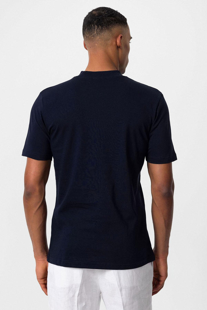 Camiseta básica azul marino slim fit hombre - Wessi