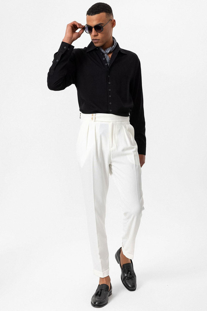 Men's Black Regular Fit Camp Collar Shirt - Wessi