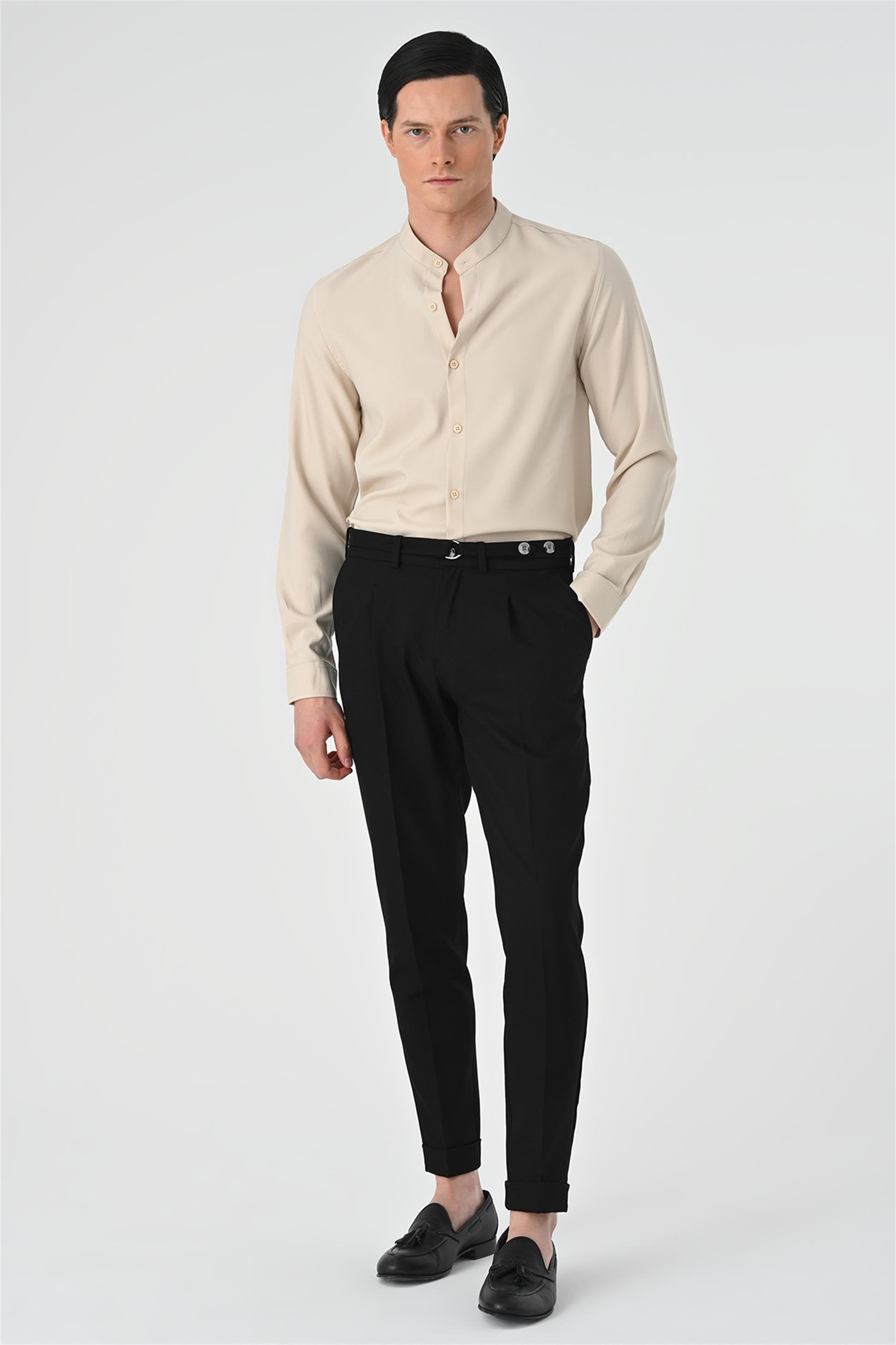 Mens Collar Shirt - Beige main image 1