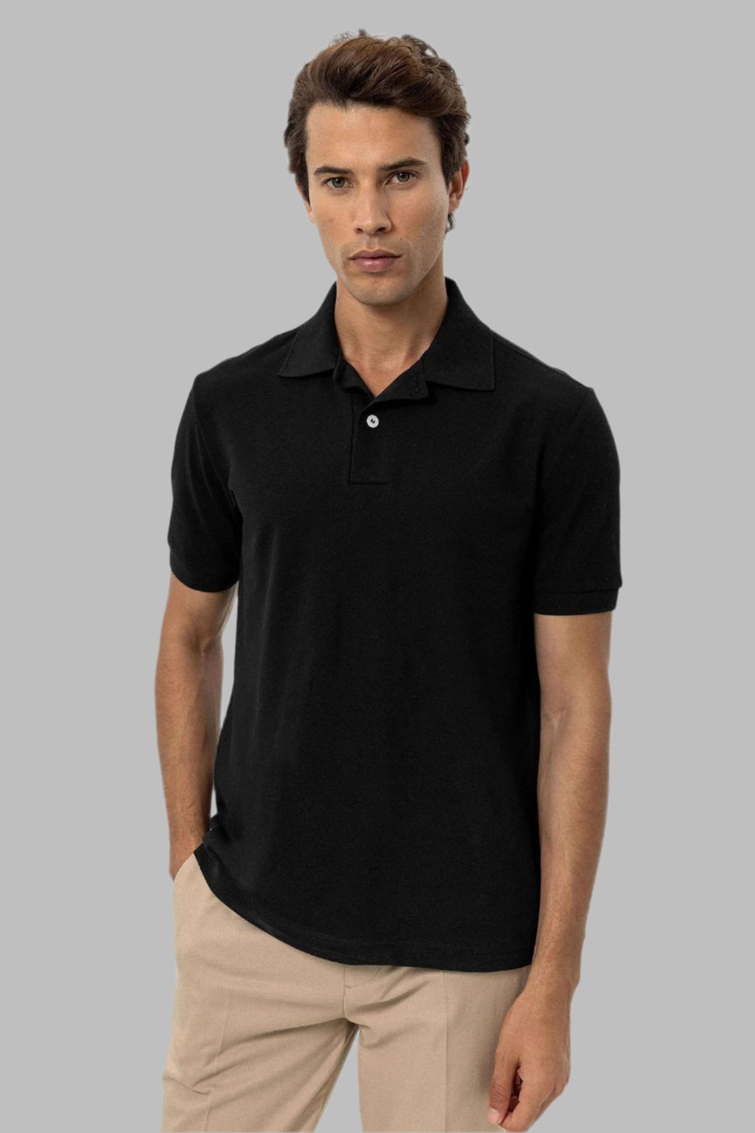 تي شيرت بولو رجالي أسود اللون - ويسي