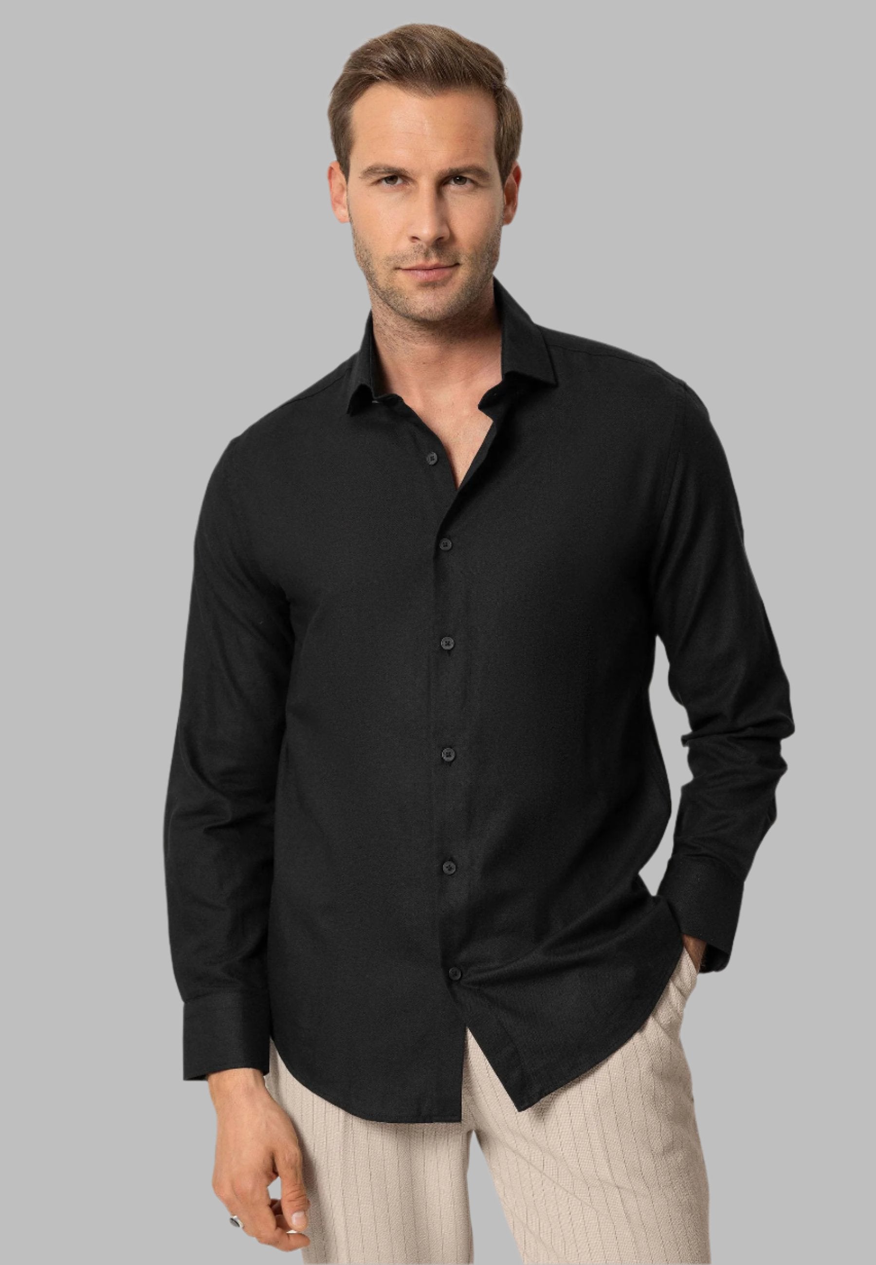 Black Long-Sleeve Slim Fit Men's Shirt - Wessi Wessi - Discover Diversity Black Long-Sleeve Slim Fit Men's Shirt - Wessi Wessi - Discover Diversity