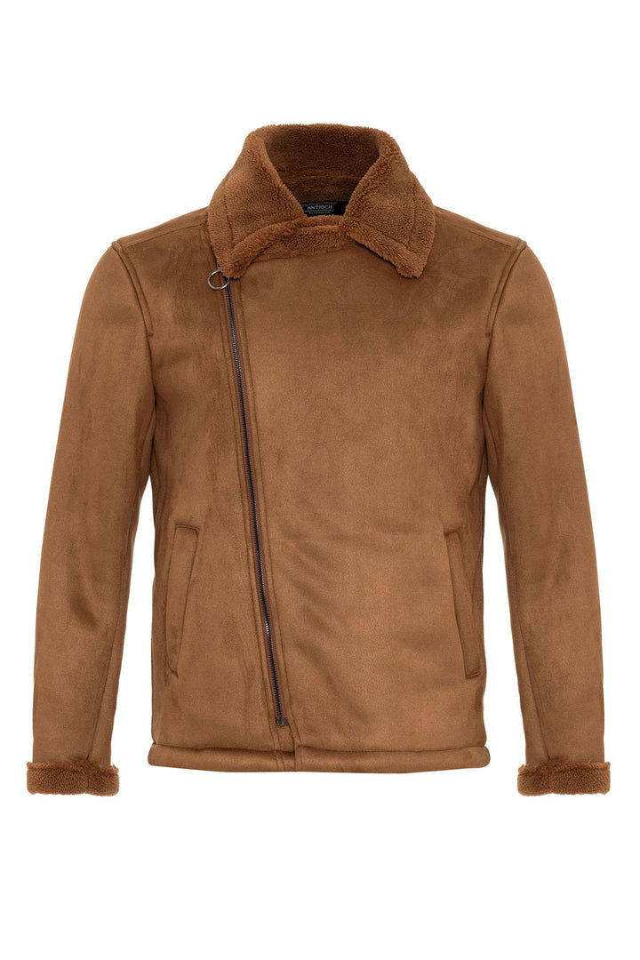 Veste en daim doublée en faux shearling pour hommes - Wessi
