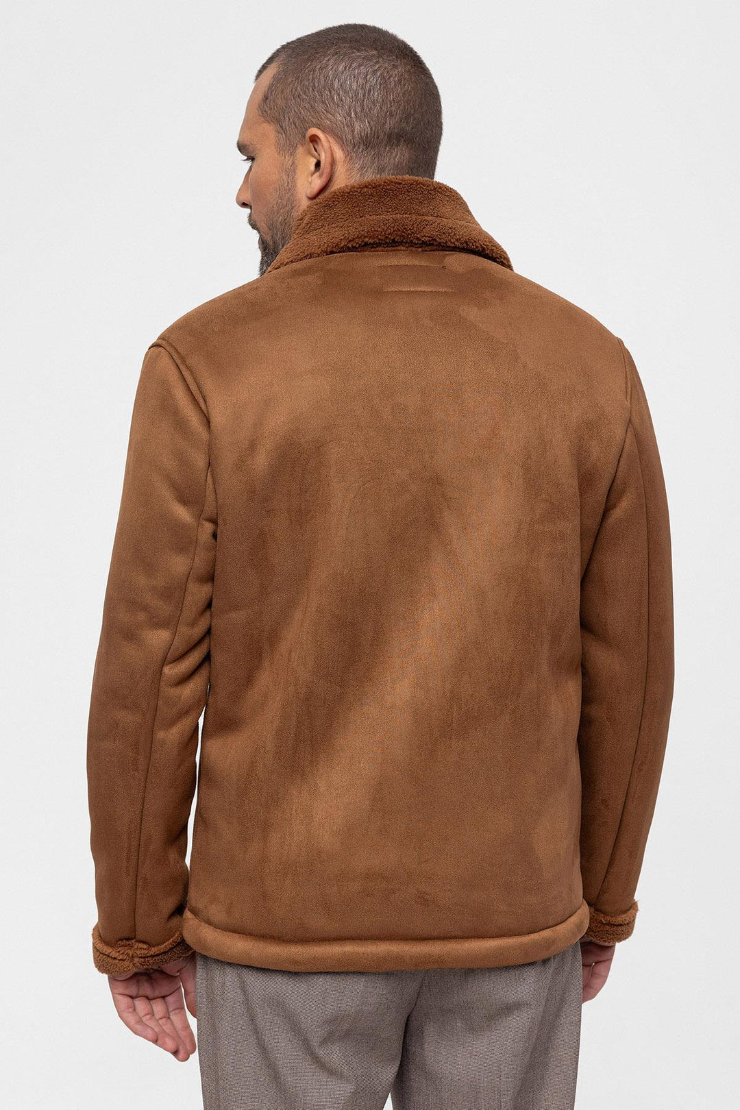 Veste en daim doublée en faux shearling pour hommes - Wessi