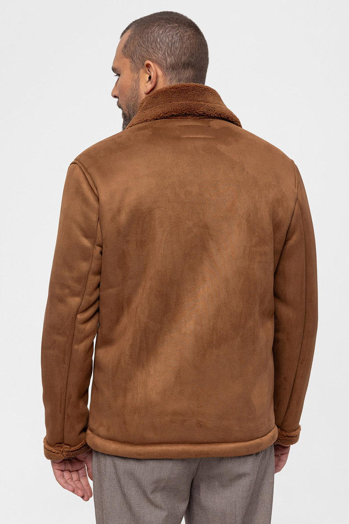 Veste en daim doublée en faux shearling pour hommes - Wessi
