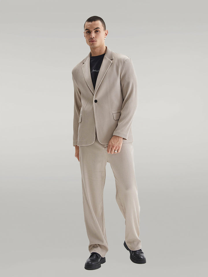 Costume Homme Beige Côtelé Texturé Oversize - Wessi