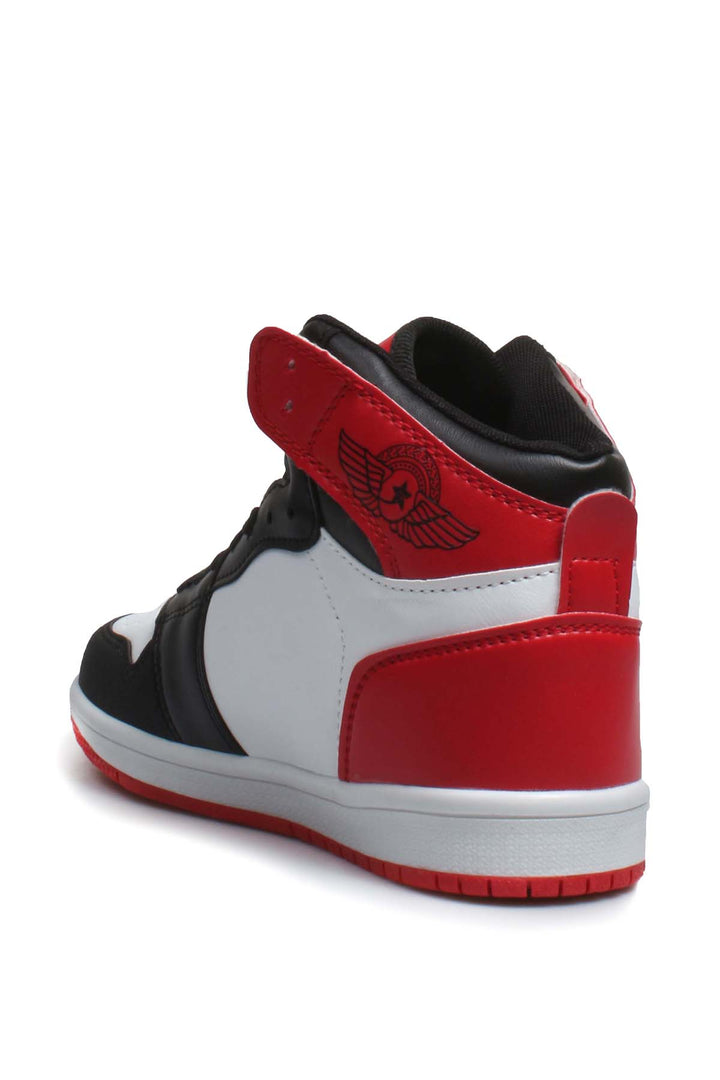 Zapatillas altas para hombre en combinación de colores negro, blanco y rojo - Wessi