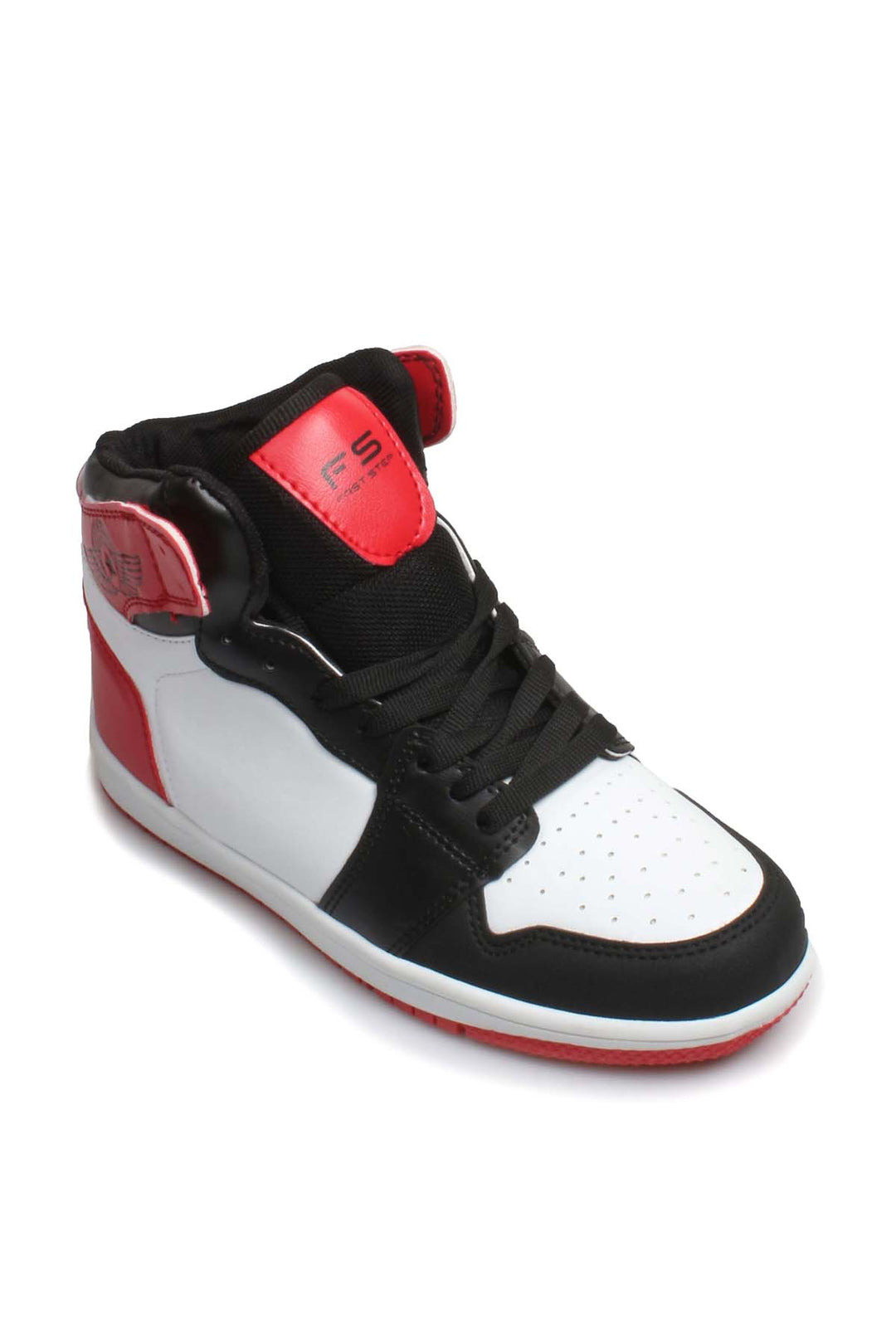 Zapatillas altas para hombre en combinación de colores negro, blanco y rojo - Wessi