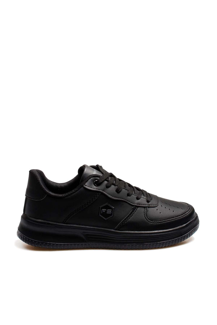Baskets basses pour homme en cuir noir avec motif perforé - Wessi