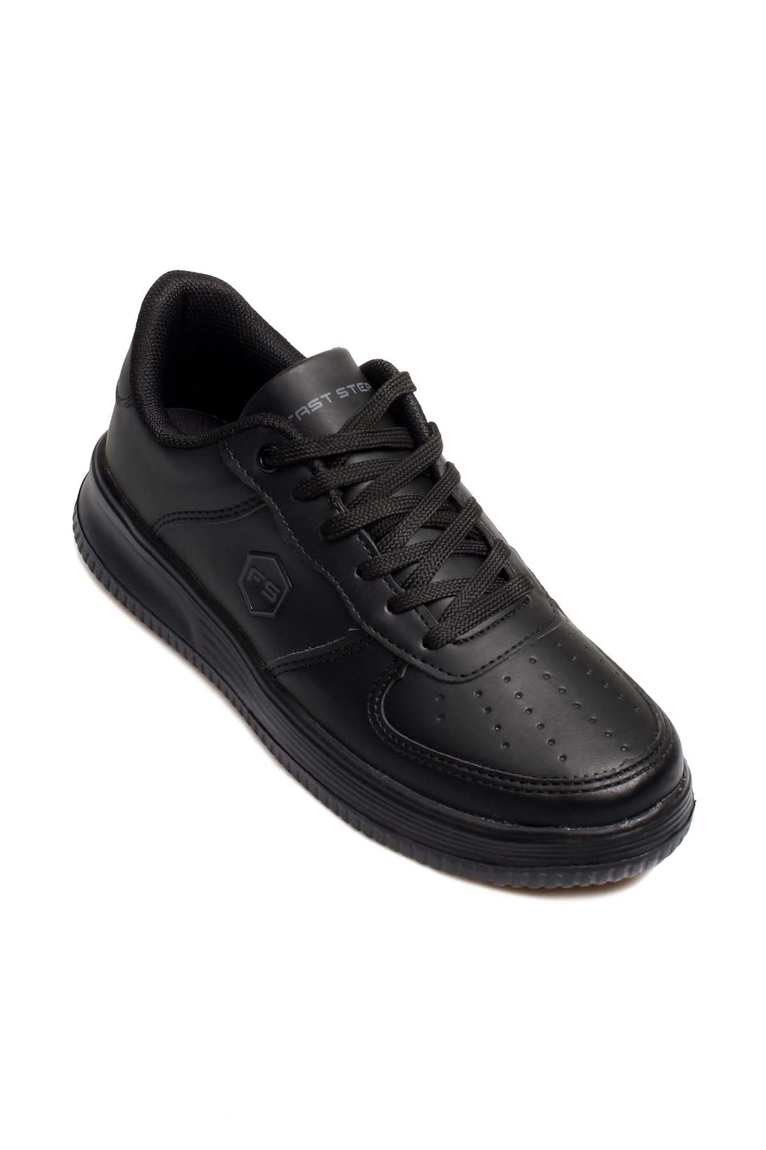 Baskets basses pour homme en cuir noir avec motif perforé - Wessi