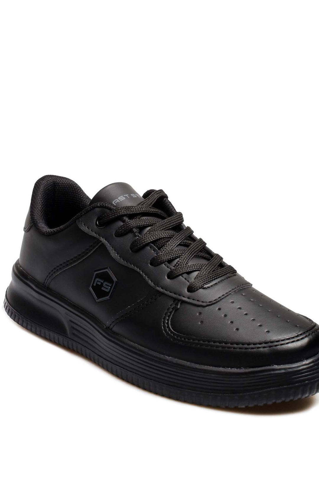 Baskets basses pour homme en cuir noir avec motif perforé - Wessi