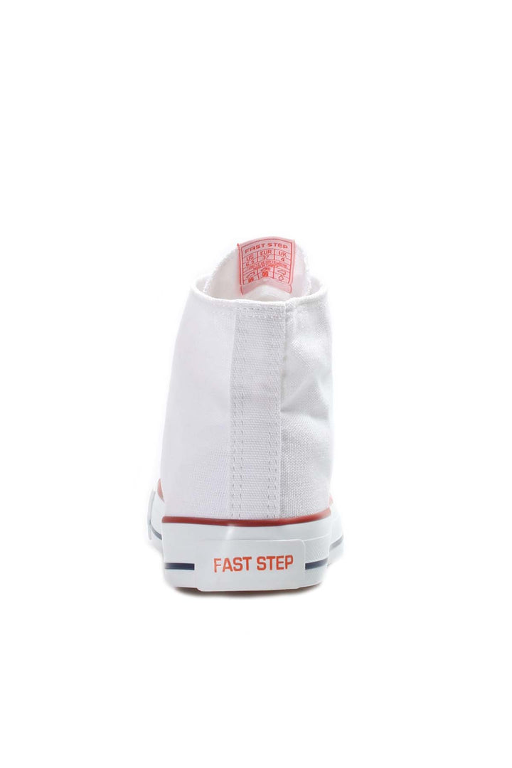 Baskets montantes blanches en toile avec détail à rayures rouges pour homme - Wessi