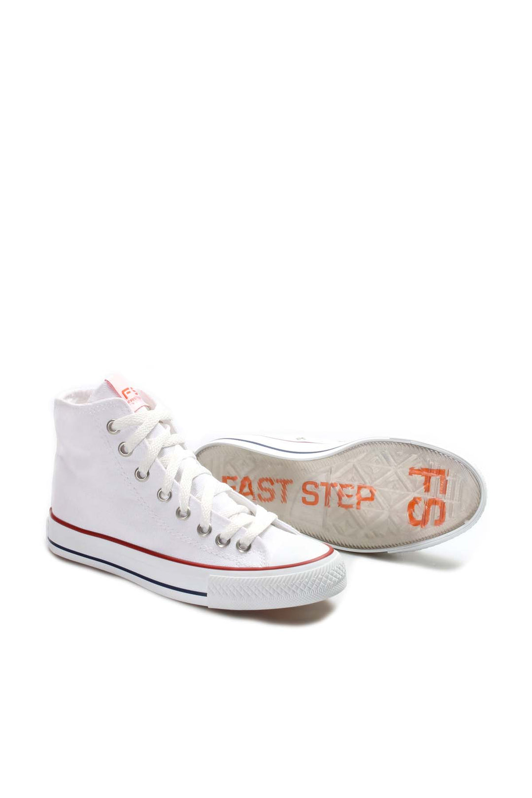 Baskets montantes blanches en toile avec détail à rayures rouges pour homme - Wessi