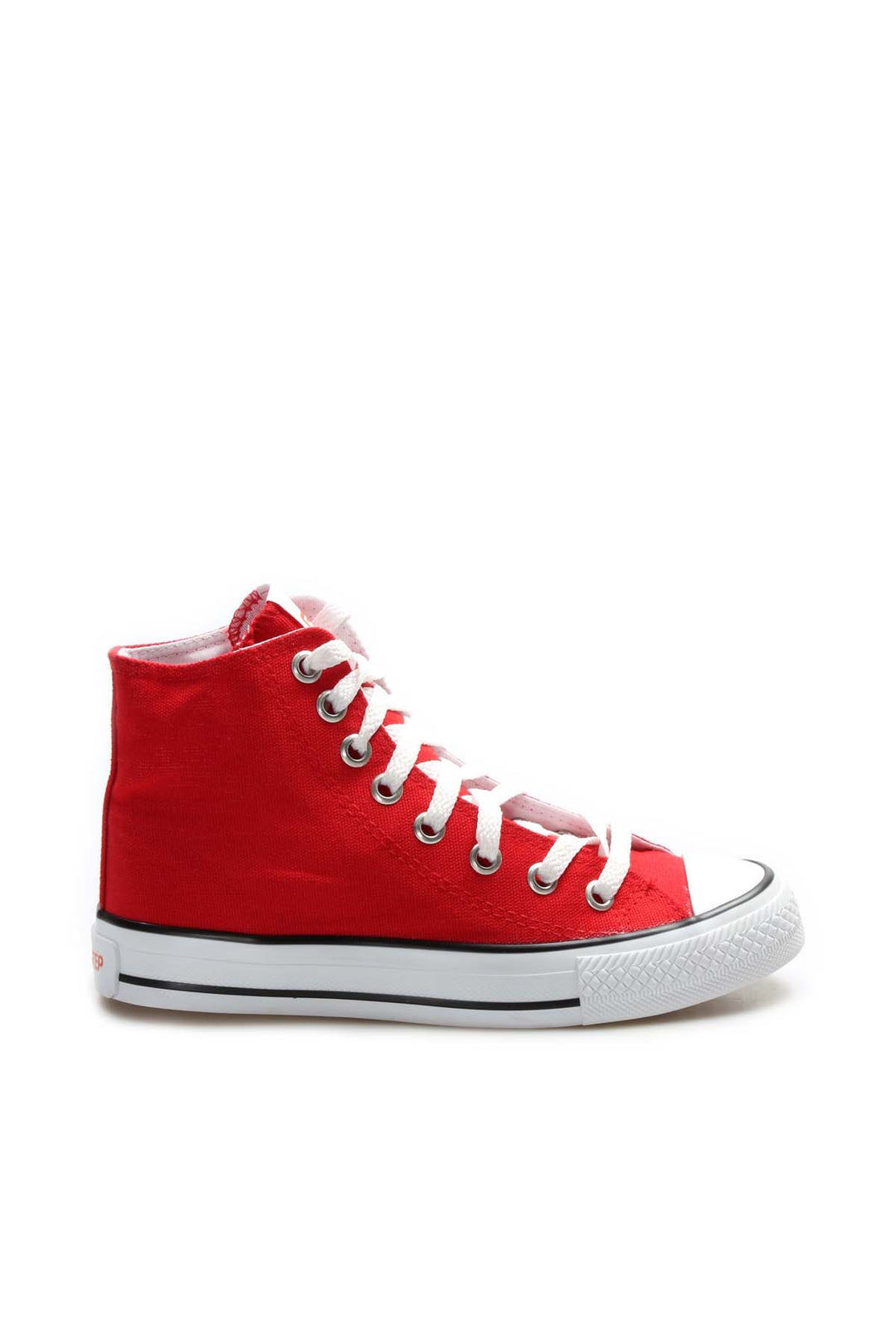 Men's Red High-Top Canvas Sneakers with White Laces - Wessi