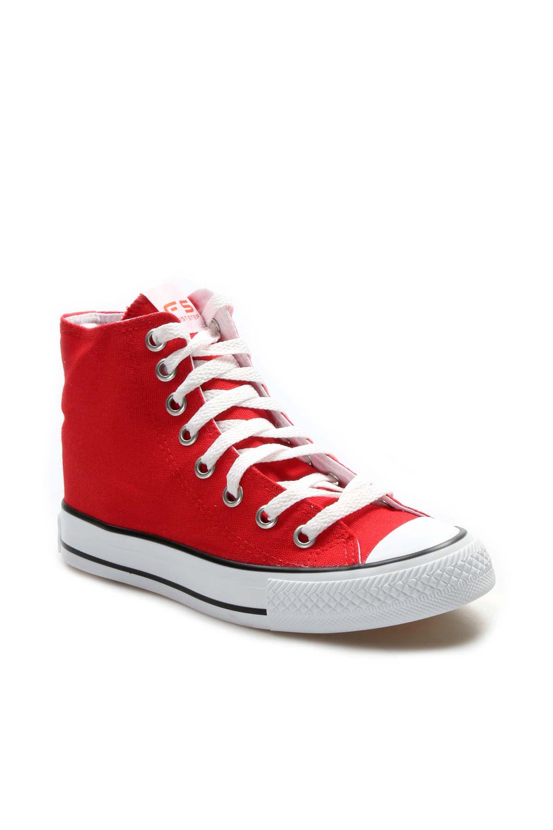 Men's Red High-Top Canvas Sneakers with White Laces - Wessi