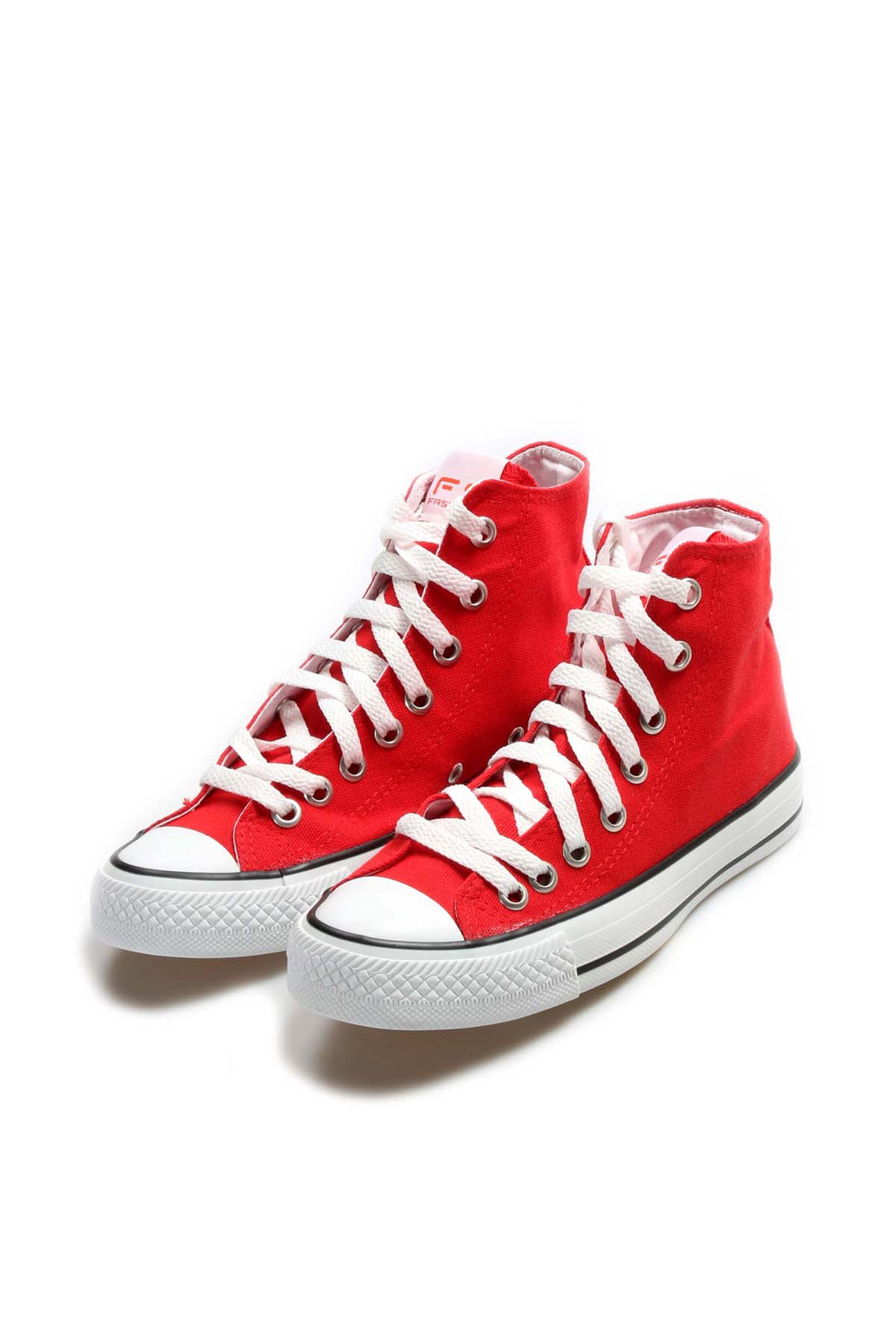 Men's Red High-Top Canvas Sneakers with White Laces - Wessi