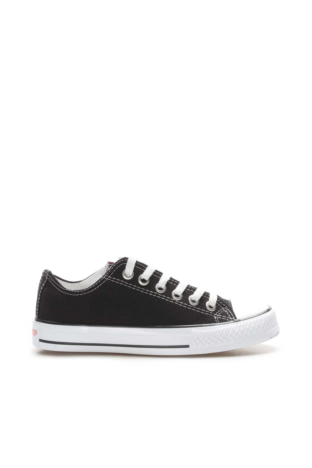 Sneakers Basse da Uomo in Tela Nera con Lacci Bianchi - Wessi