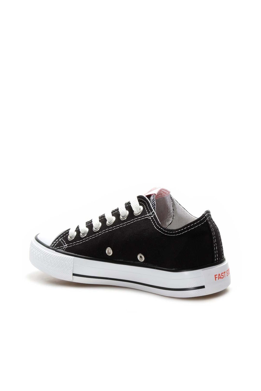Sneakers Basse da Uomo in Tela Nera con Lacci Bianchi - Wessi