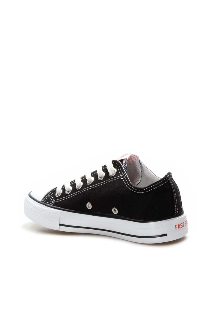 Sneakers Basse da Uomo in Tela Nera con Lacci Bianchi - Wessi