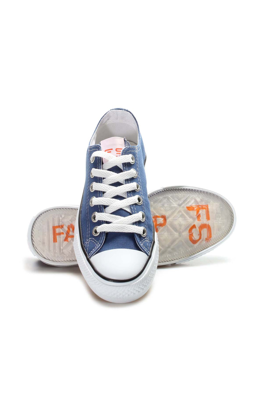 Baskets basses homme en toile marine à lacets blancs - Wessi