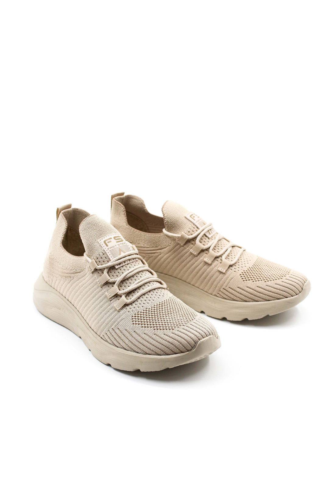 Baskets en tricot beige pour hommes avec semelle coussinée - Wessi