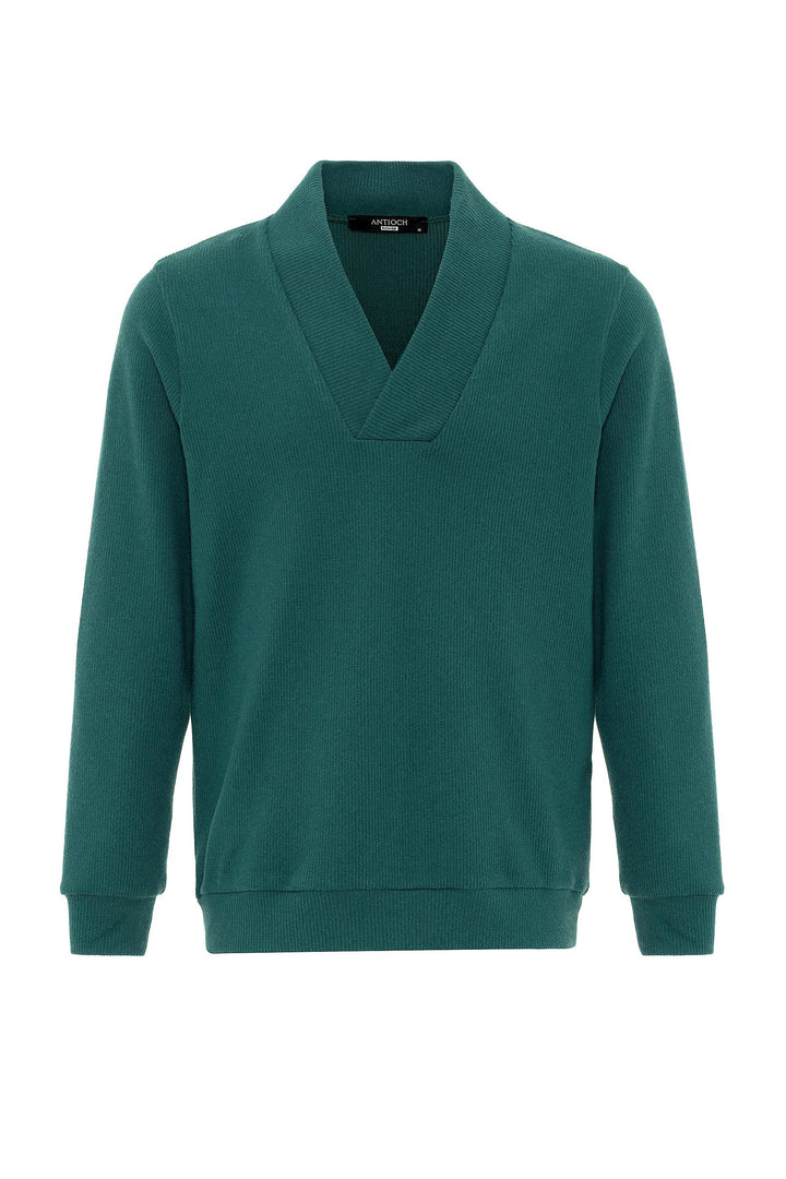 Pull col V vert pour homme - Wessi