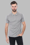 Camiseta Polo De Punto Gris Estampada Con Cremallera - Wessi