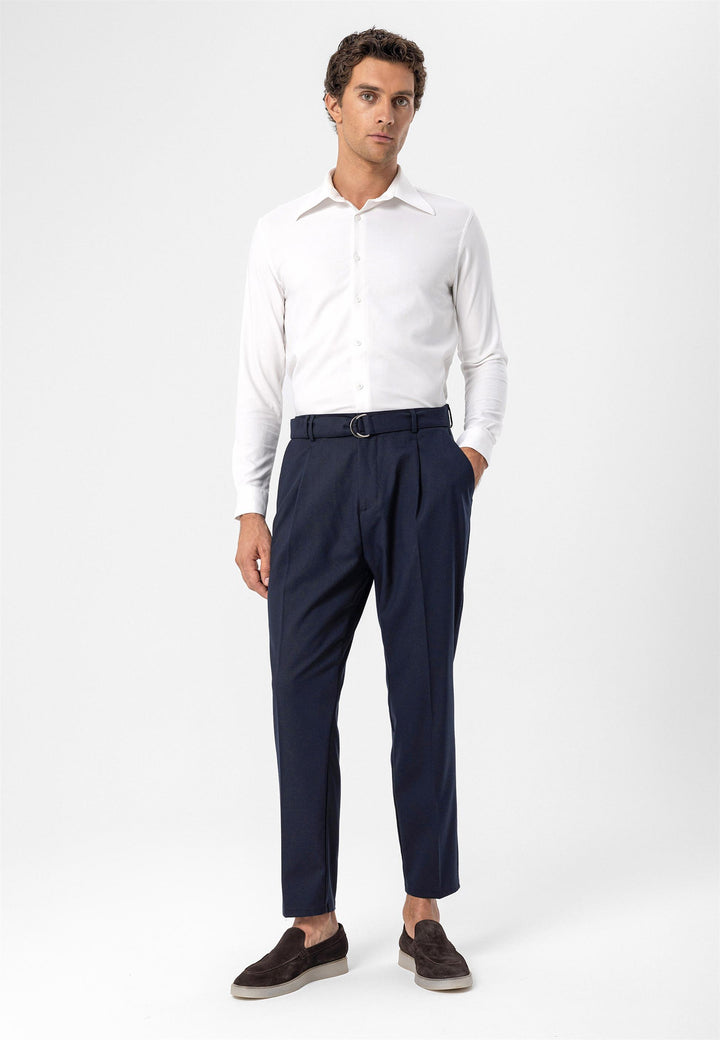 Pantalón Hombre Azul Marino Cintura Alta Cierre Faja - Wessi