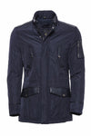 Leather Modeled Navy Blue Slim Fit Quilted Jacket - Wessi