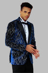 Темно-синий мужской пиджак для выпускного с золотым узором - Wessi