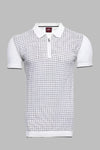 Camiseta polo de punto con cremallera a cuadros gris claro | wess