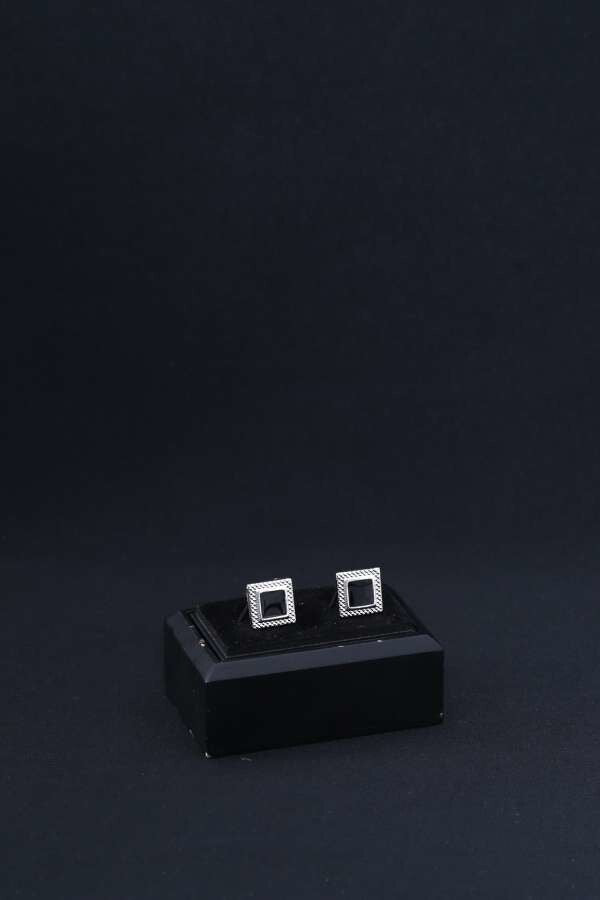 Men Square Design Black- Silver Cufflinks - Wessi
