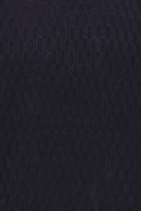 سترة منقوشة باللون الأزرق الداكن برقبة دائرية - ويسي