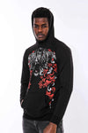 Sudadera con capucha negra estampada slim fit - Wessi