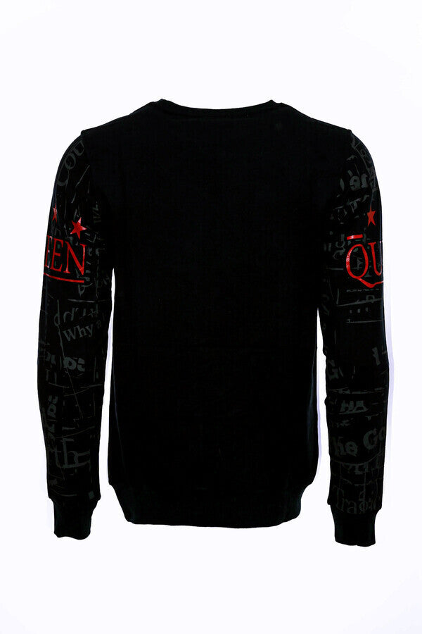 Sudadera Estampada Slim Fit Hombre Negro - Wessi