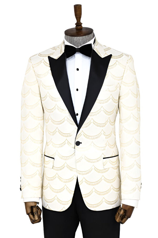 Dark Green Men's Prom Blazer with Embroidery