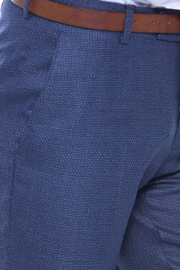 Pantaloni da uomo blu navy a due tasche fantasia - Wessi