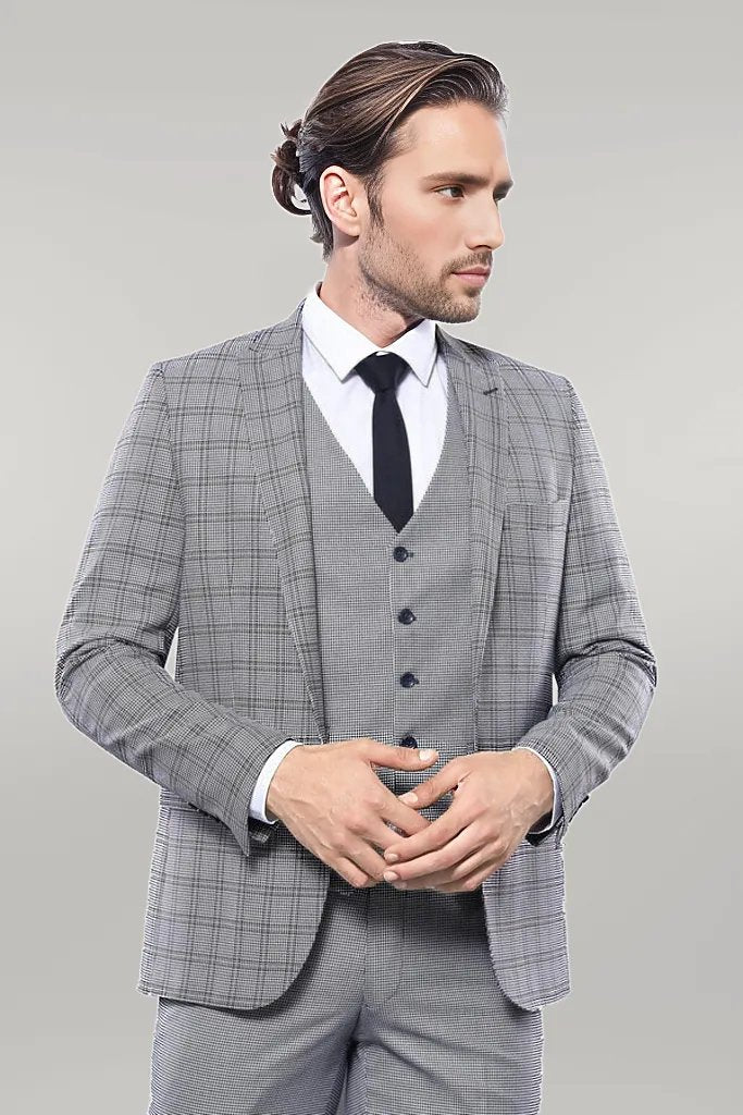 Plaid slim fit suit on sale