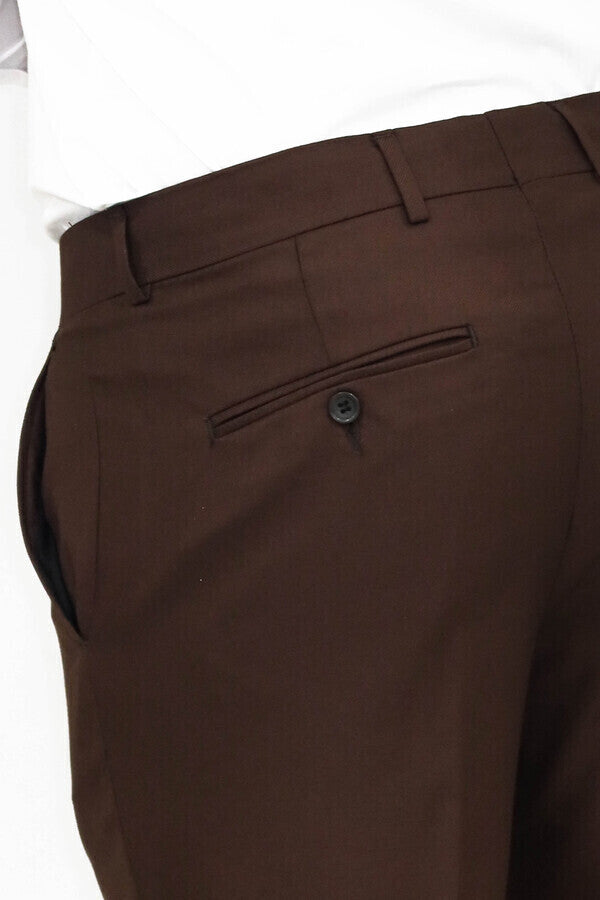 Plain Brown Men Pants - Wessi