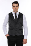 Plain Collared Anthracite Men Vest - Wessi